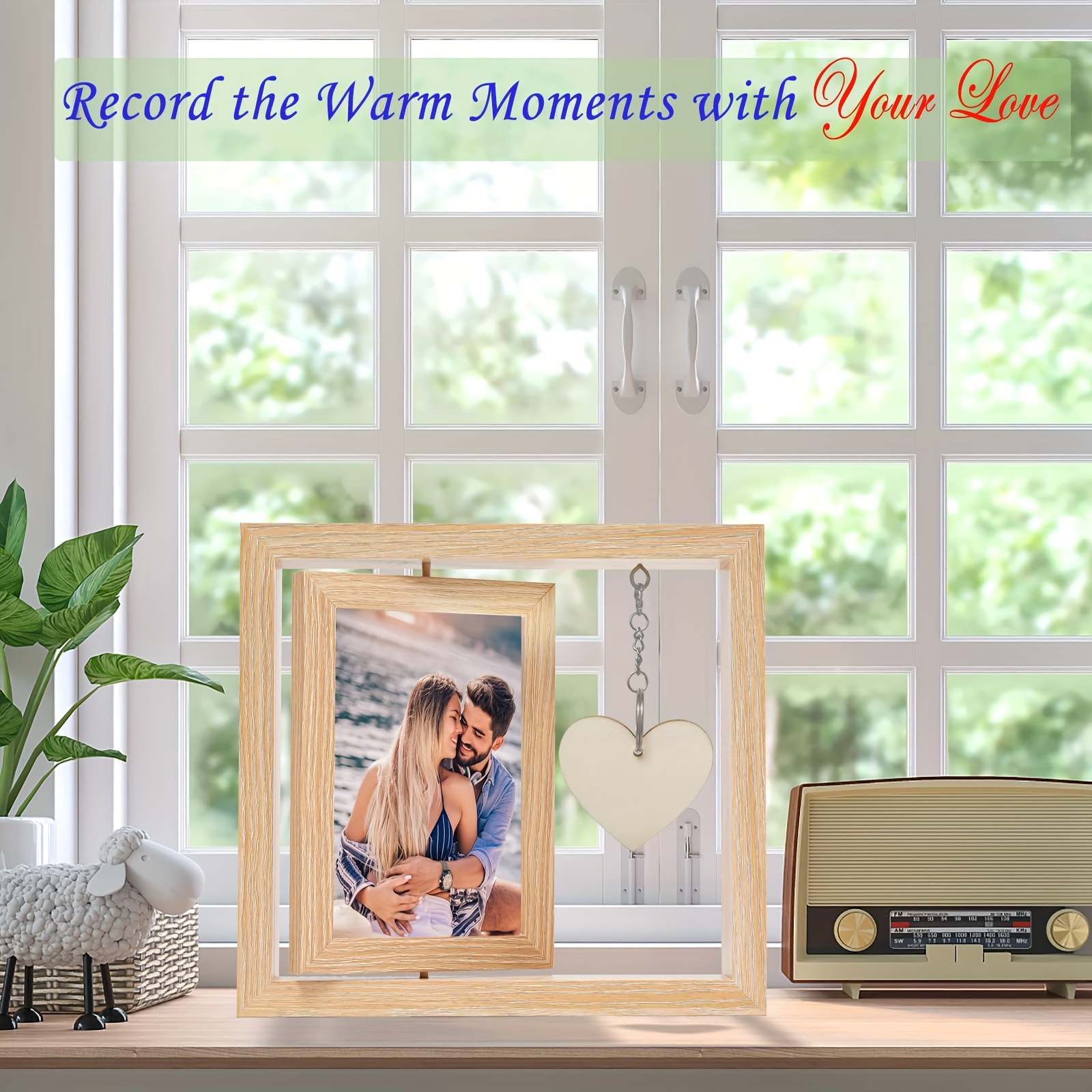 Creative Wooden Photo Frame, Double-sided Rotating Photo Frame,  Heart-shaped Pendant Gift, Gift For Relatives And Friends, Holiday  Christmas Gift, For Home Room Desk Office Wedding Decor - Temu