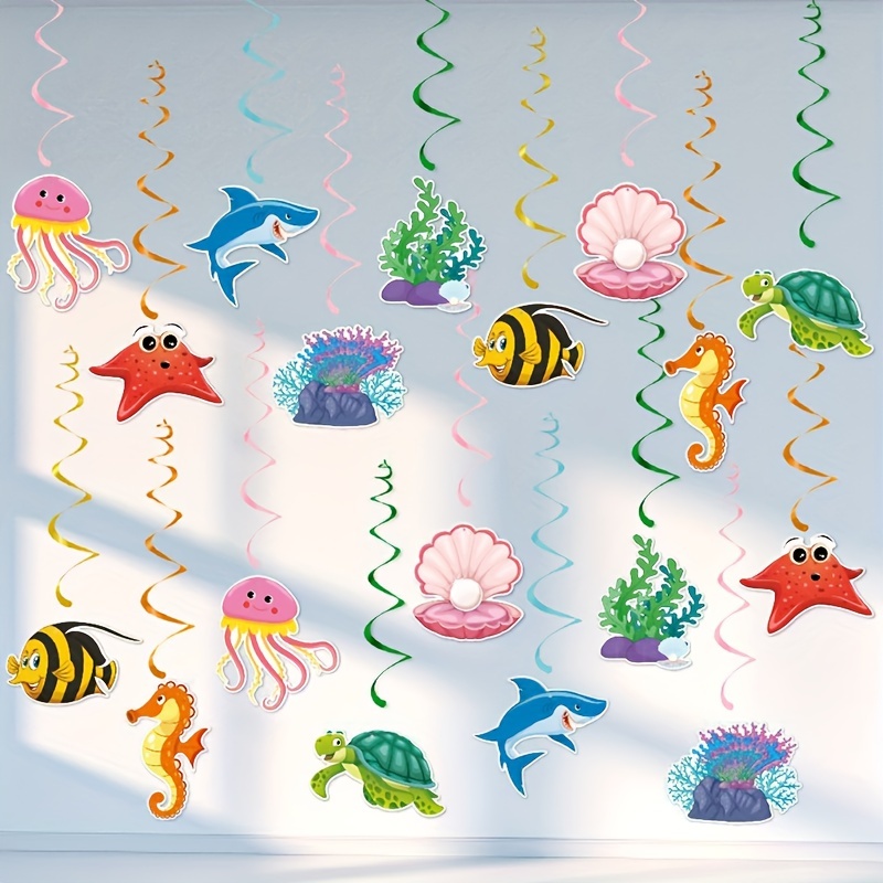 30 Pcs Tropical Fish SE33 Hanging Swirls Under the Party Decorations  Ceiling Decor for Boys Girls Kids Ocean Themed Party Mermaid Creatures Baby  Beach Party Supplies Under the Decor (Fish Style) 