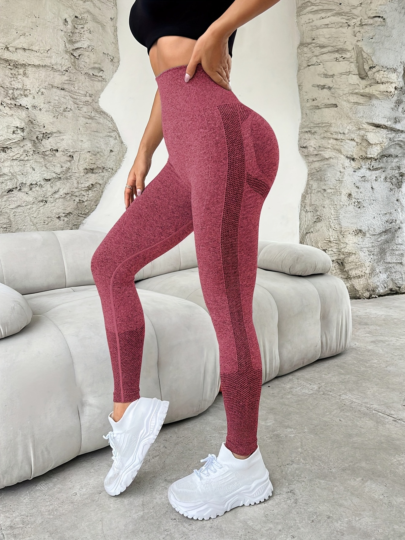 High Waist Moisture Wicking Yoga Leggings With Pocket, Hip Lifting Solid  Color Fitness Running Workout Tight Pants, Women's Activewear