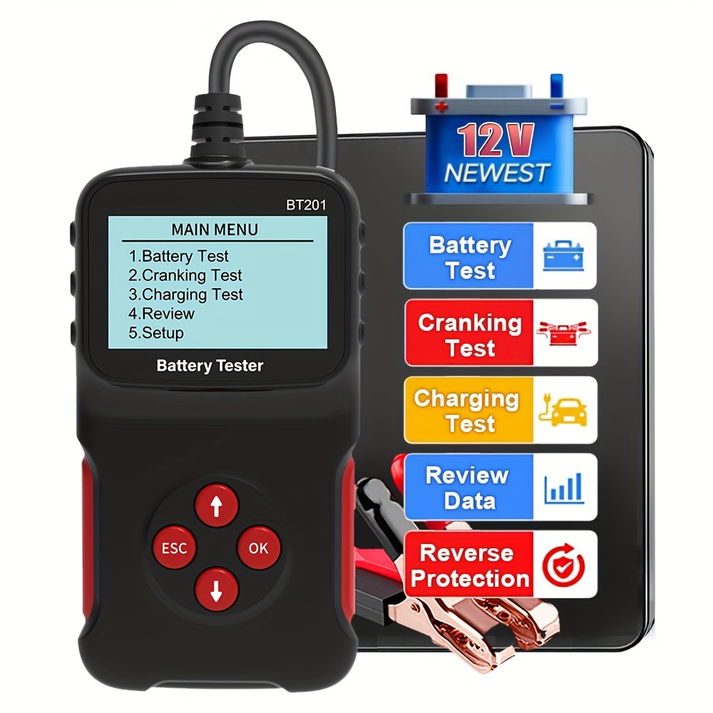 

12v Car Battery Tester Automotive 100-2000 Cca Battery Load Tester, Alternator Tester Digital, Cranking And Charging System Test Scan Tool For Cars
