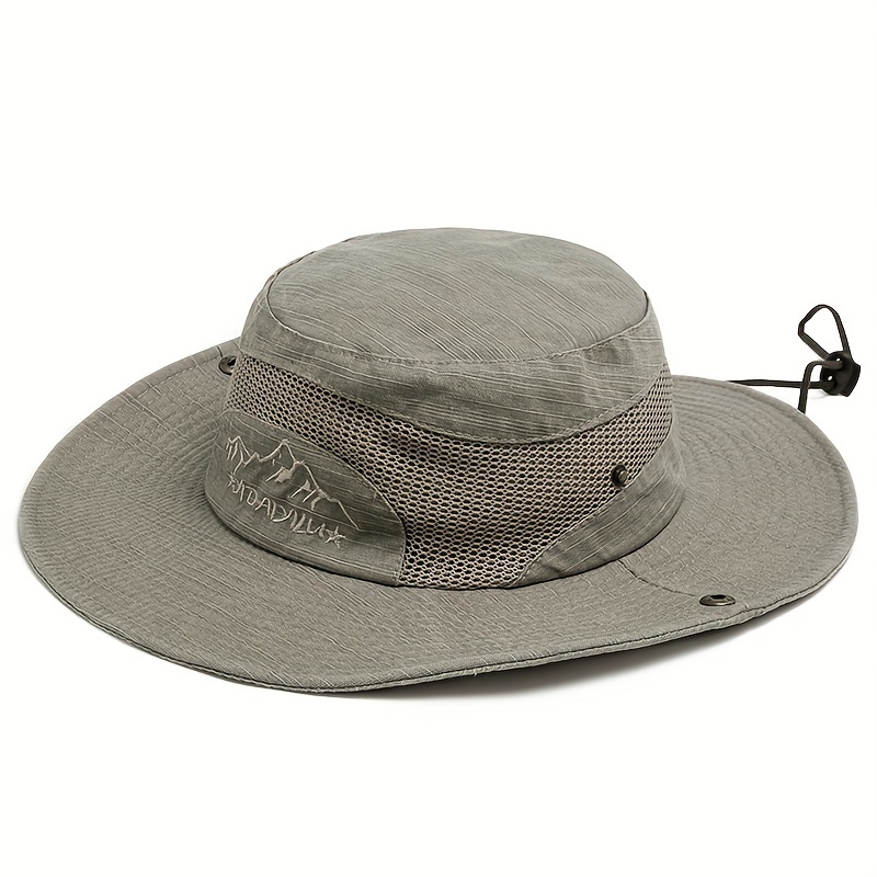 Mens Summer Bucket Hat For Outdoor Uv Protection Cotton Mesh Panama Jungle  Fisherman Hiking Travel Beach With Windproof Rope - Jewelry & Accessories -  Temu