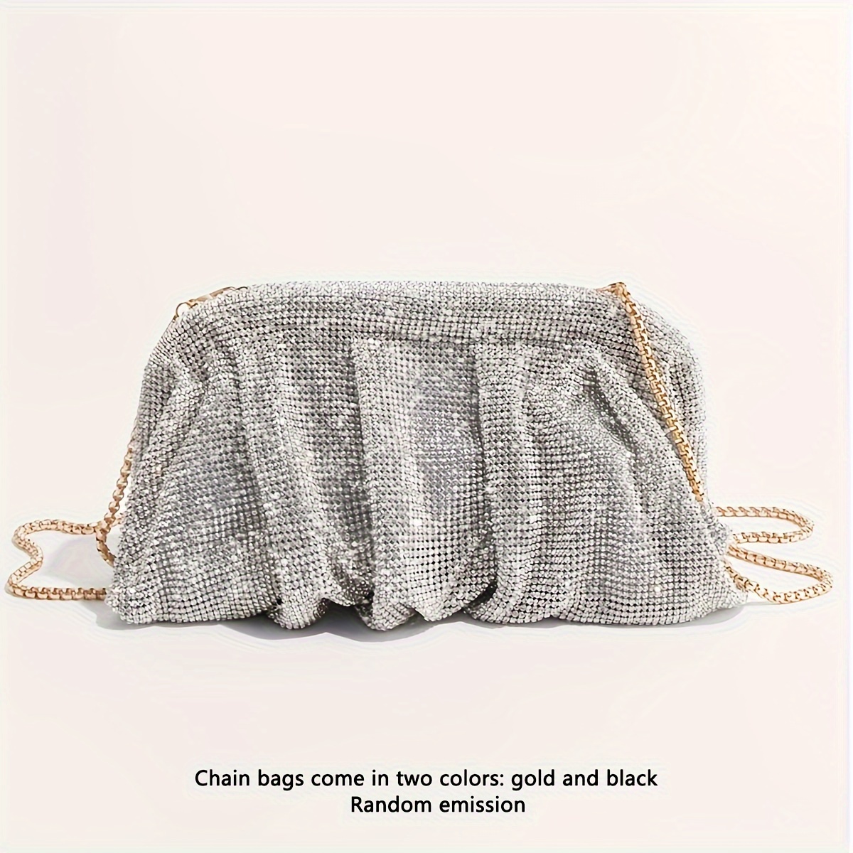 Rhinestone Cloud Pleated Crossbody Bag Elegant Dinner Temu Canada