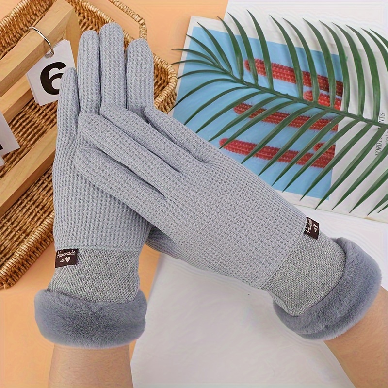 Full Finger Knitting Gloves For Women & Girls, Windproof Thick Gloves,  Winter Outdoor Cycling Driving Gloves - Temu