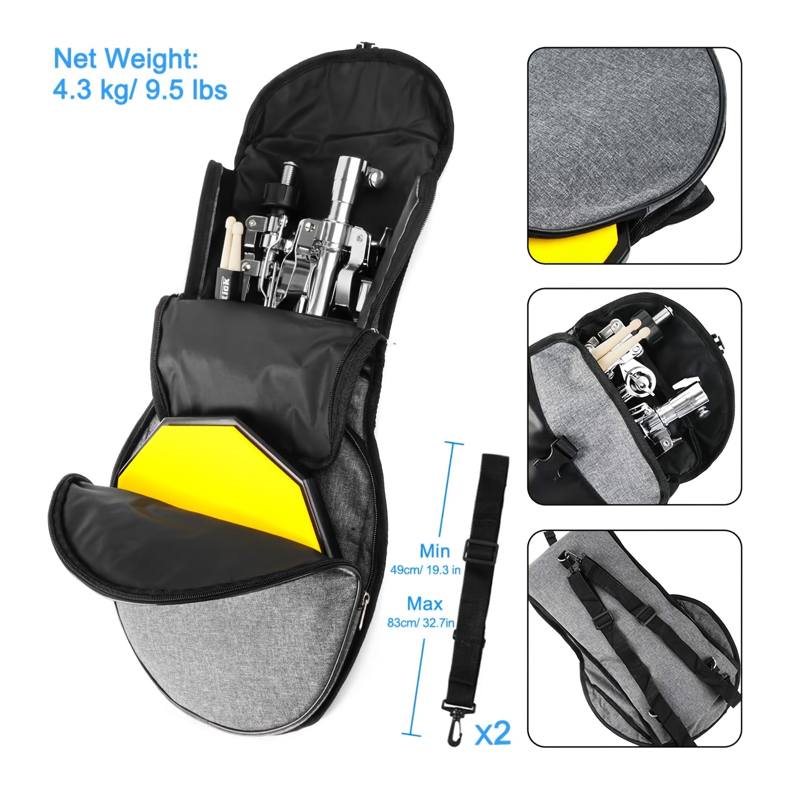 Upgrade Your Drum Practice with the Panda 12 Double-Sided Silent Practice  Pad Kit - Includes Stand, Drumsticks, Holder & Bag!