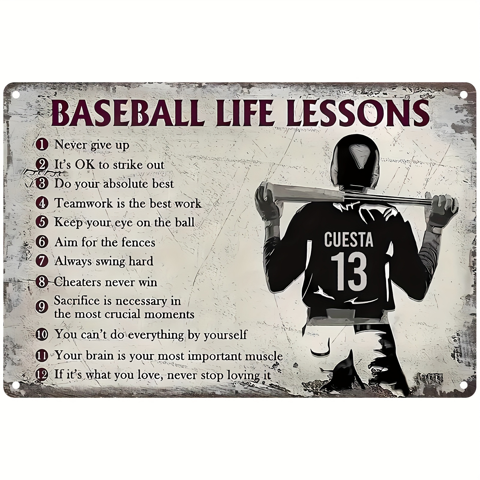 1pc, Baseball Life Lessons Canvas, Custom Baseball Canvas, Baseball Player  Poster, Baseball Lover Gift, Baseball Vintage Canvas, Christmas Gift (8*8in