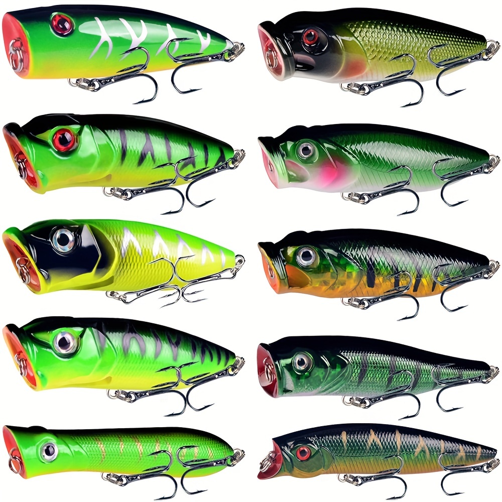 10pcs Plastic Popper Lures - Perfect Outdoor Fishing Tackle for Catching  Various Fish!