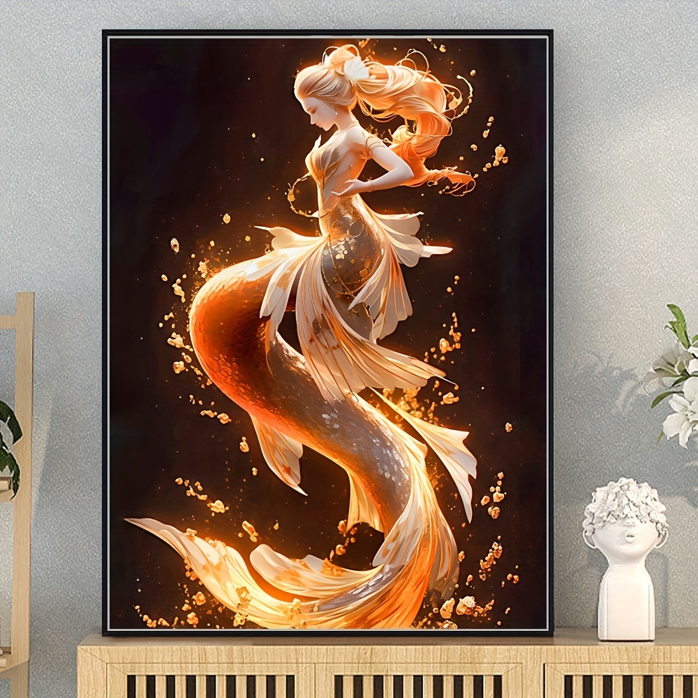 Mermaid 5D Diamond Painting Kit Square Round Gems Handmade Home Wall Decor  Art