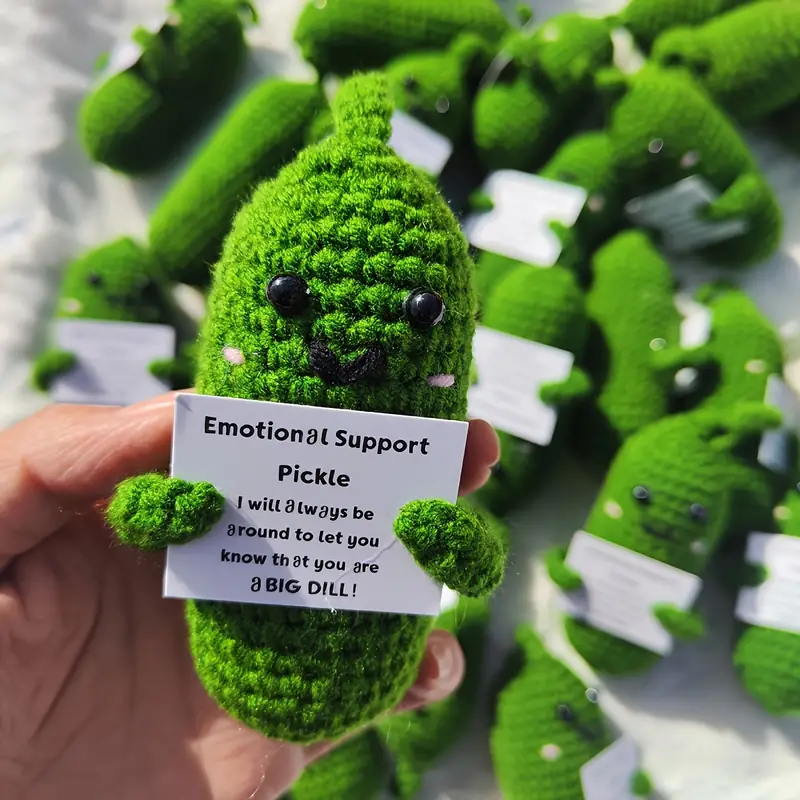 Emotional Support Pickle Funny Handmade Woven Cucumber Doll - Temu