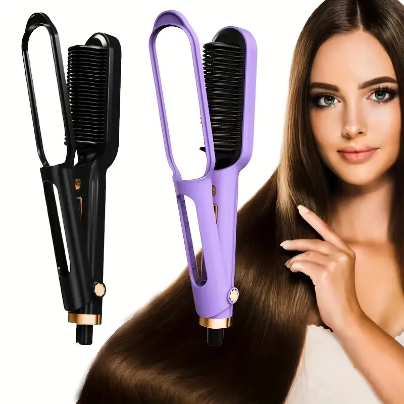new arrival straight hair comb lazy straight hair curly hair dual purpose electric heating clipboard lcd display with clip does not hurt hair straightening artifact details 1