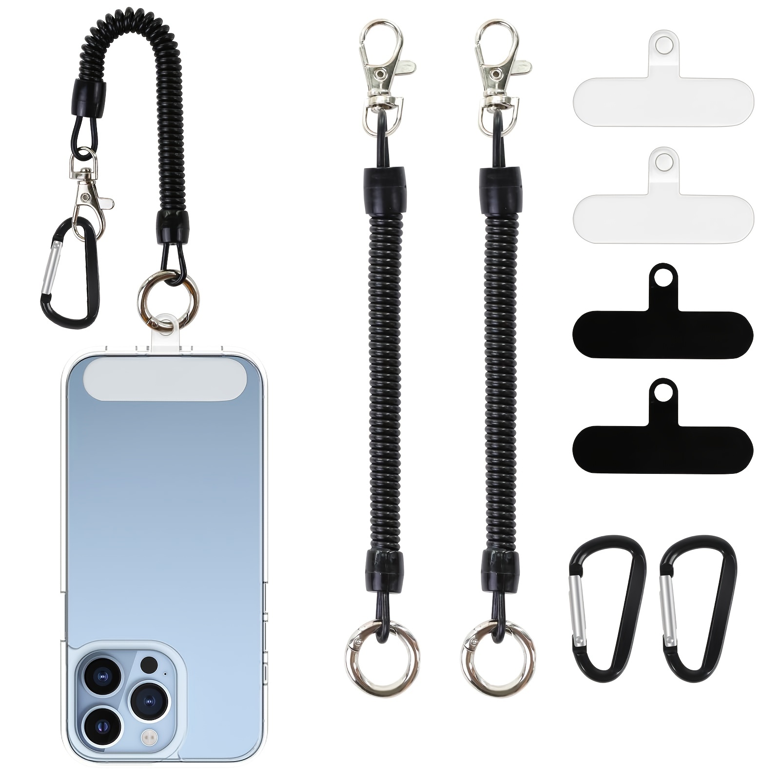 

Phone Tether Lanyard Anti Theft Phone Strap With Carabiner Anti-drop Outdoor Skiing Hiking Cycling Fishing Climbing Fit For Iphone And Most Cell Phone (2*tether+ 4*patch + 2*carabiner Clip)