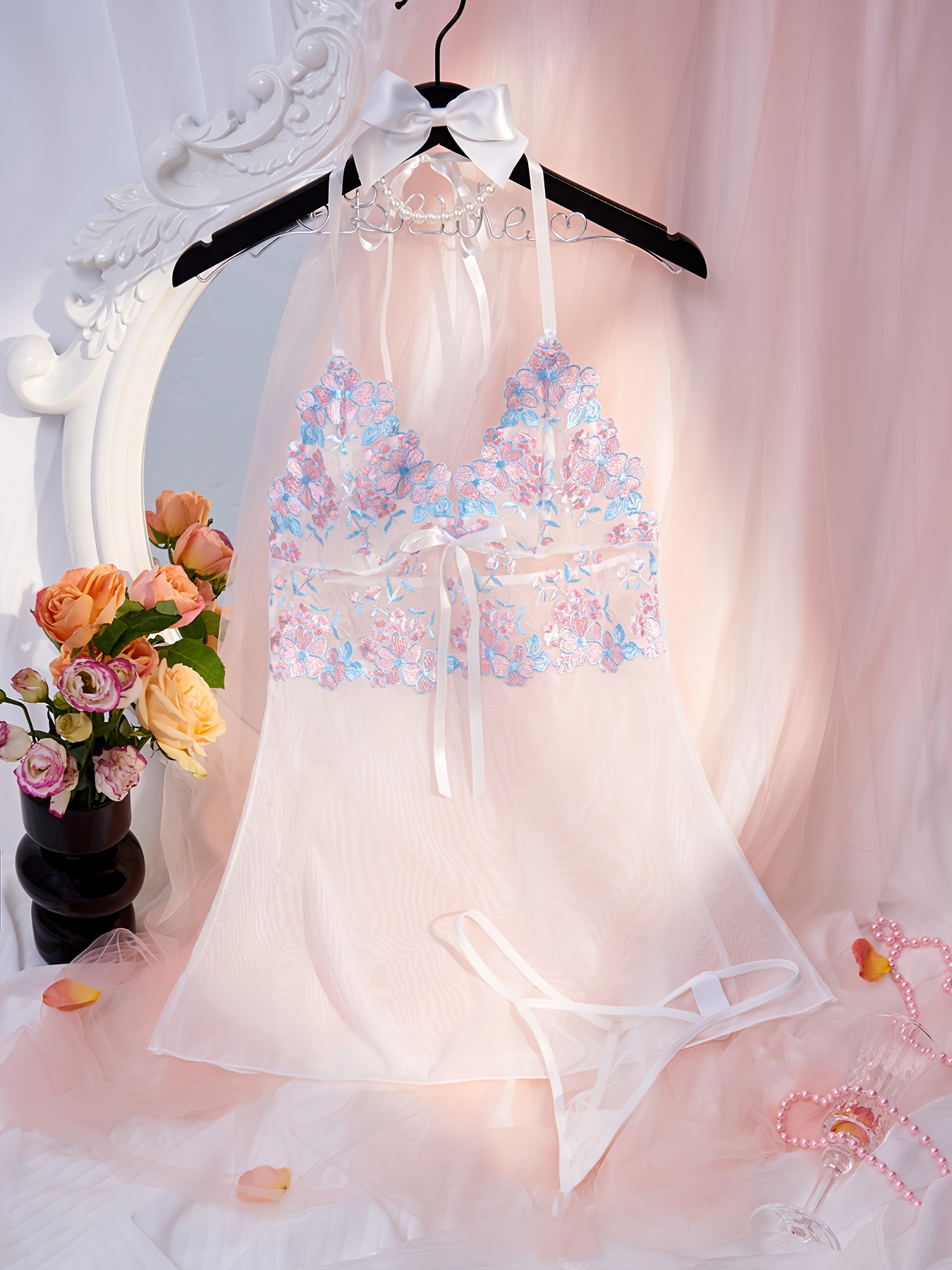 Floral Embroidery Lingerie - Free Shipping On Items Shipped From Temu  United Kingdom