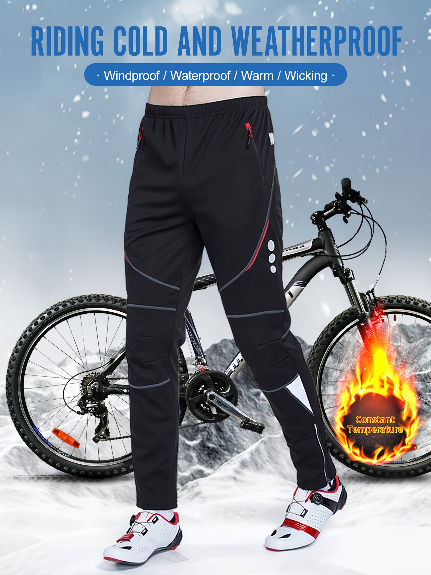  qualidyne Men's Winter Fleece Bike Cycling Pants 4D