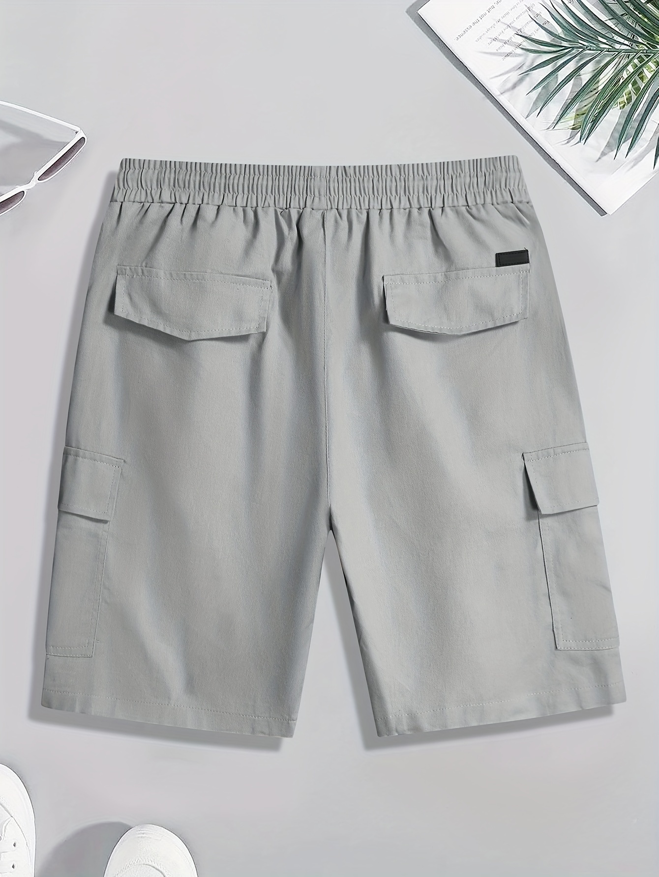 SunKoFu Men's Shorts Long Length Cargo Shorts Men Plus Size Knee Casual  Cotton Elastic Waist Male Multi-pocket Military Breeche (Color : Gray, Size  : 5XL (90kg-100kg)): Buy Online at Best Price in