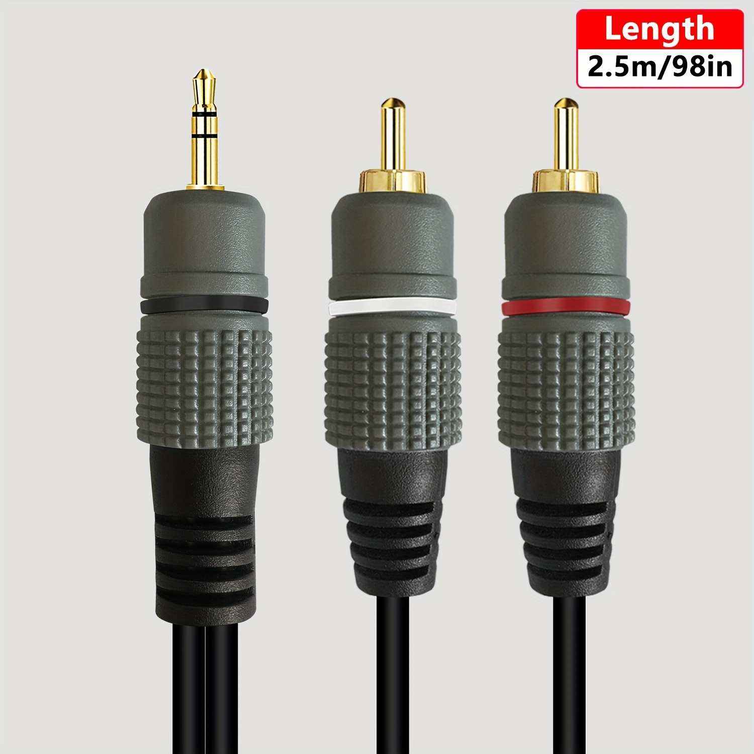 3 5mm 2 Male Rca Adapter Audio Stereo Cable Connects A Smartphone Tablet  Hdtv Mp3 Player A Speaker 2 5m 8 2ft, Shop Temu Start Saving