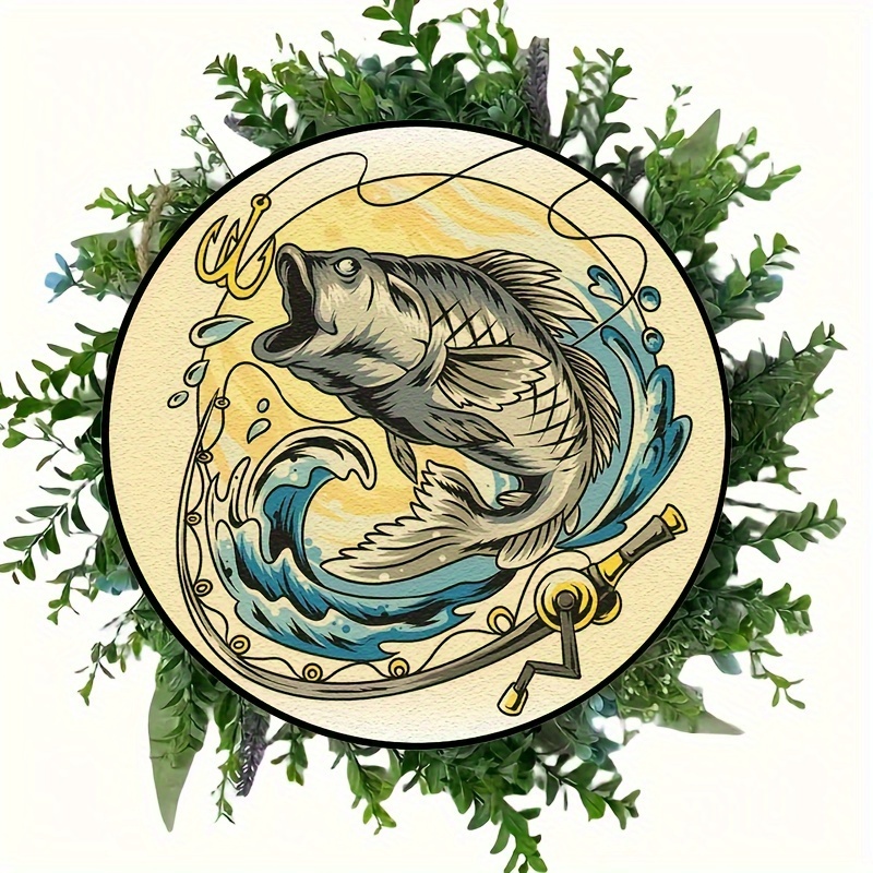 Angler Bass Fish Salmon Mascot Cartoon Animals Wood Sign - Temu