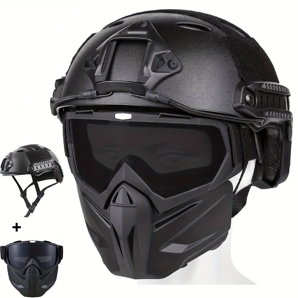 Masque Intégral Airsoft Plus Casque, Lunettes Amovibles Sports De