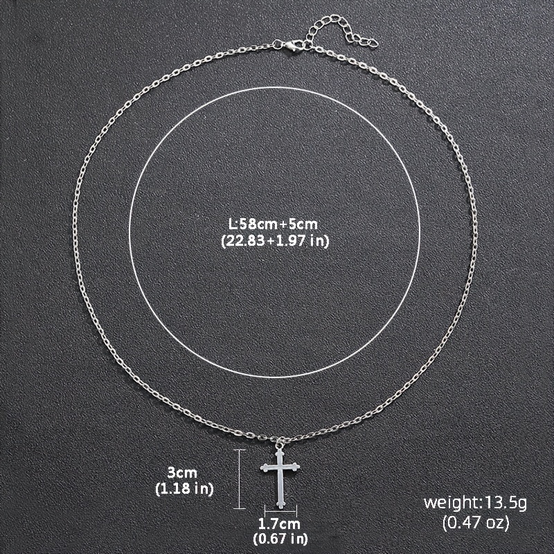 Men's Cross Pendant Necklace, Polished Design