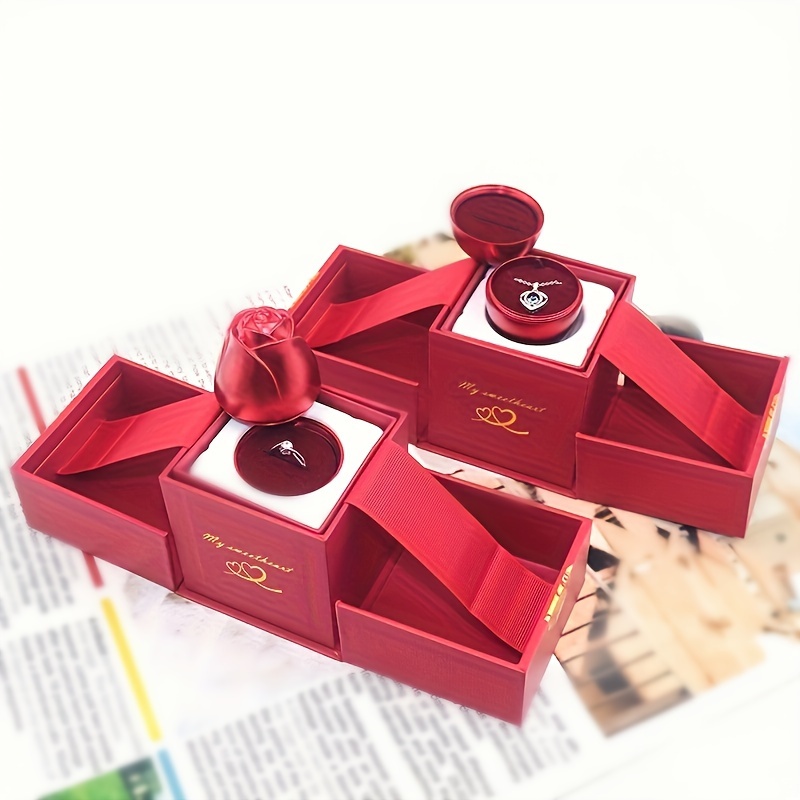 2023 New Valentine Eternal Rose Jewelry Ring Box ruota la cassa di