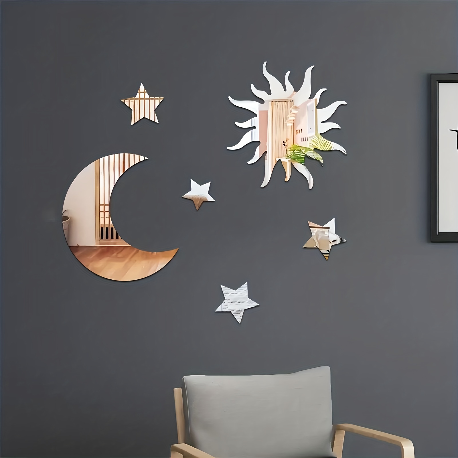 Modern Style Circular Moon And Star Pattern Decorative - Temu