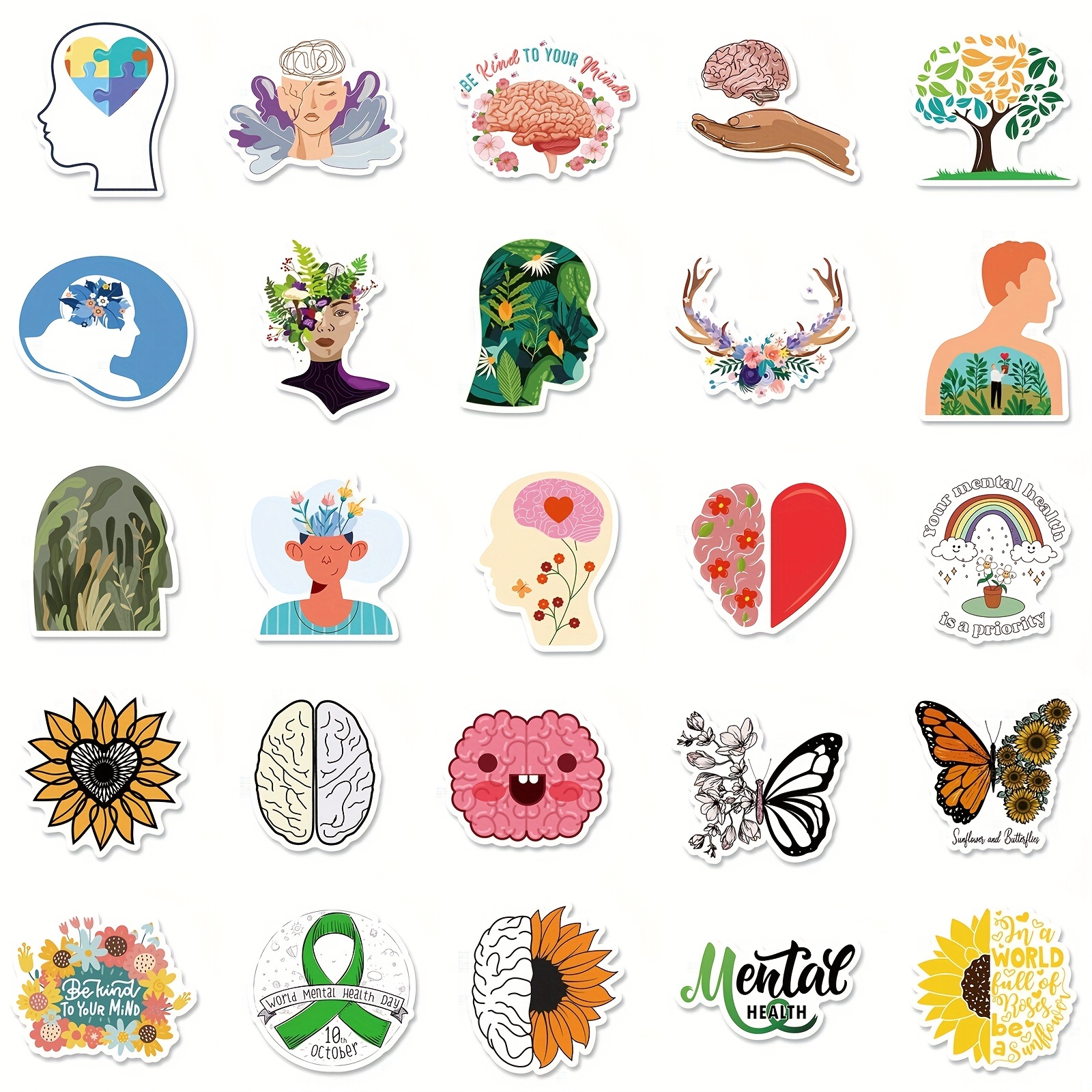 300pcs Mental Health Stickers,Inspirational Psychology Stickers For Adults  Teens,Positive Waterproof Mental Health Awareness Stickers For Water Bottle