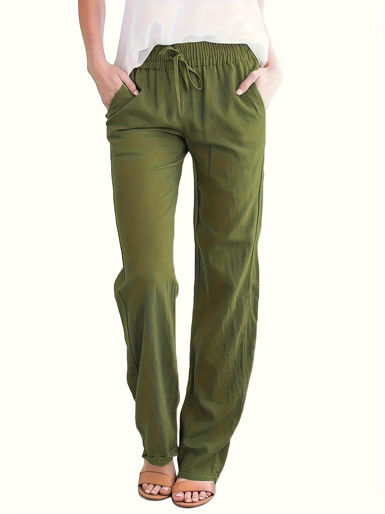 Drawstring Waist Pants, Casual Every Day Pants, Women's Clothing