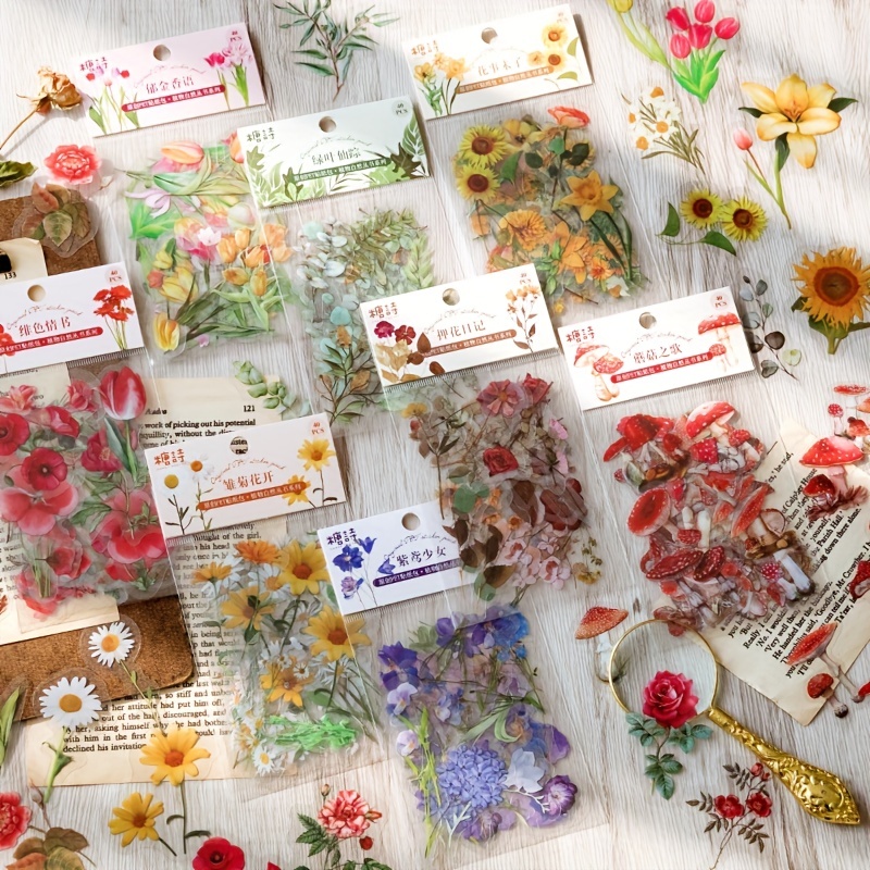 Flower Stickers Plant Flowers Rich Flowers Various Colors - Temu