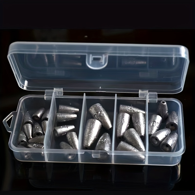 28pcs/set Bullet Head Fishing Weights Set, Multi Size Combination Set,  Fishing Sinkers For Freshwater And Seawater