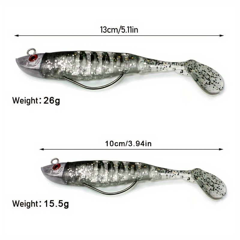 T tail Soft Fishing Bait Matched Jig Head Hooks Artificial - Temu