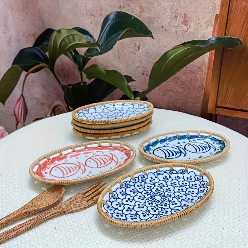 Rattan Ceramic Bath Accessories