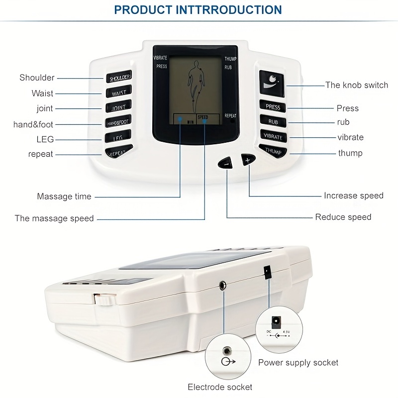 Tens Ems Unit Muscle Stimulator Pulse Massager Device With Reflexology Shoes