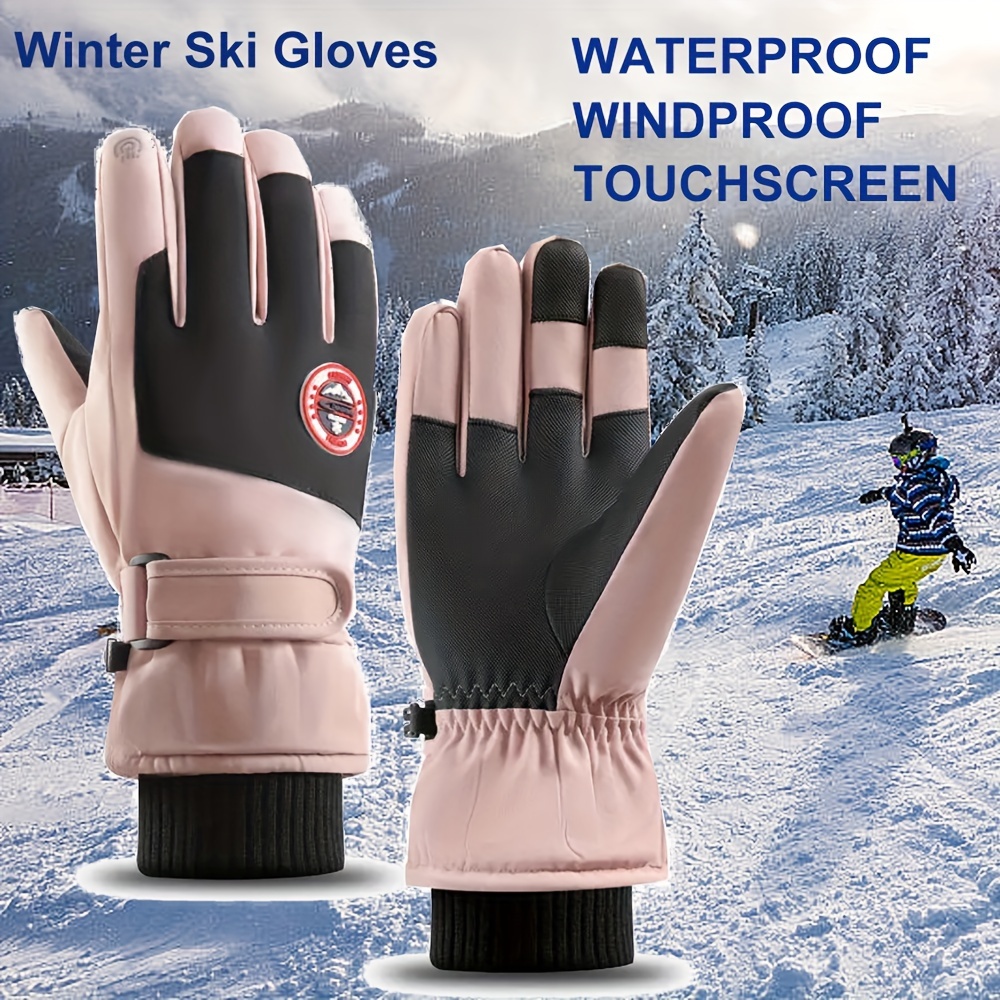 Gants Ski Femme d'hiver Chaudes antidérapants avec Doublure en Polaire  Gloves Coupe Vent Imperméable Gants de Cyclisme Ski Mitaine Sport Snowboard