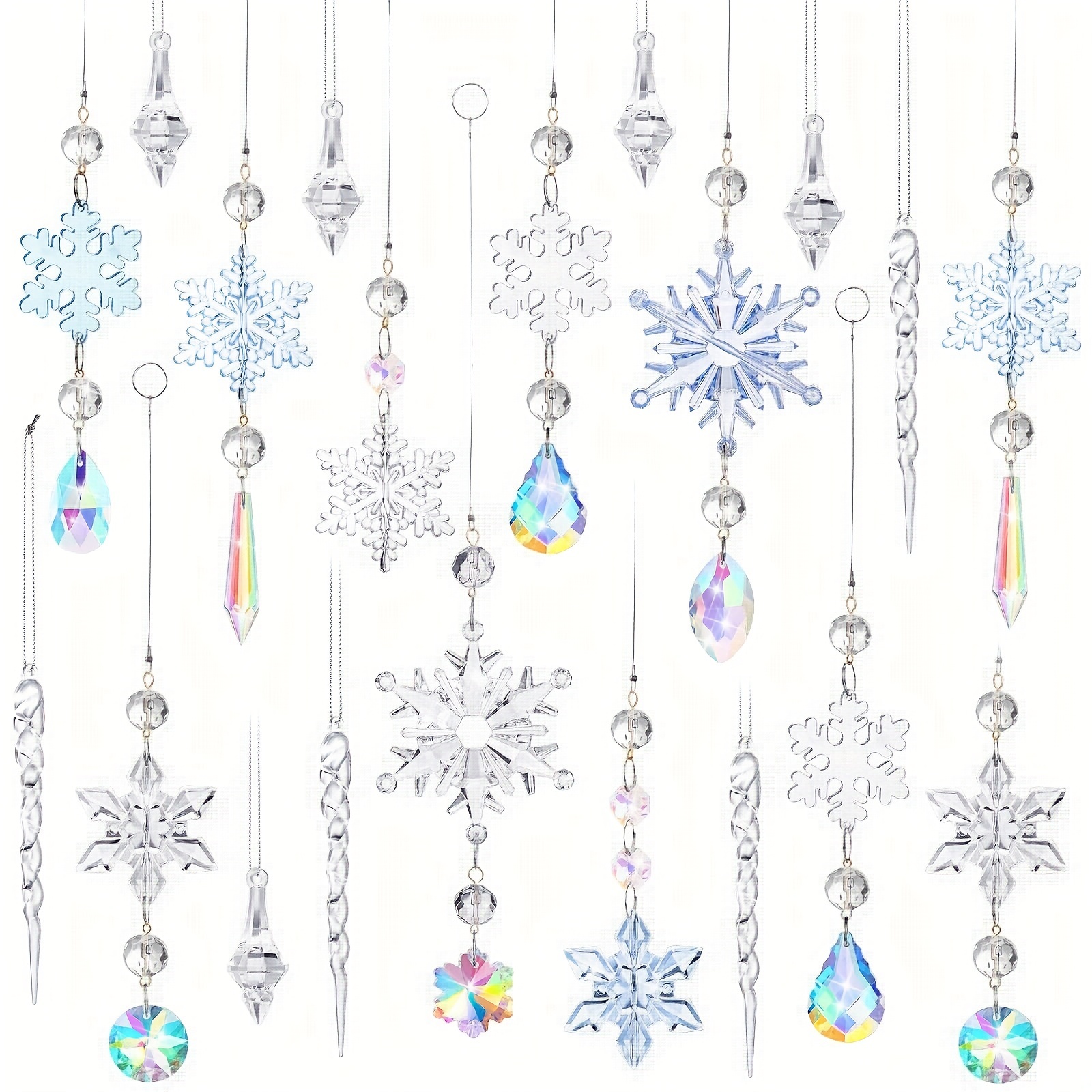12pcs Colorful Christmas Ball Ornaments, Clear Chandelier Crystal