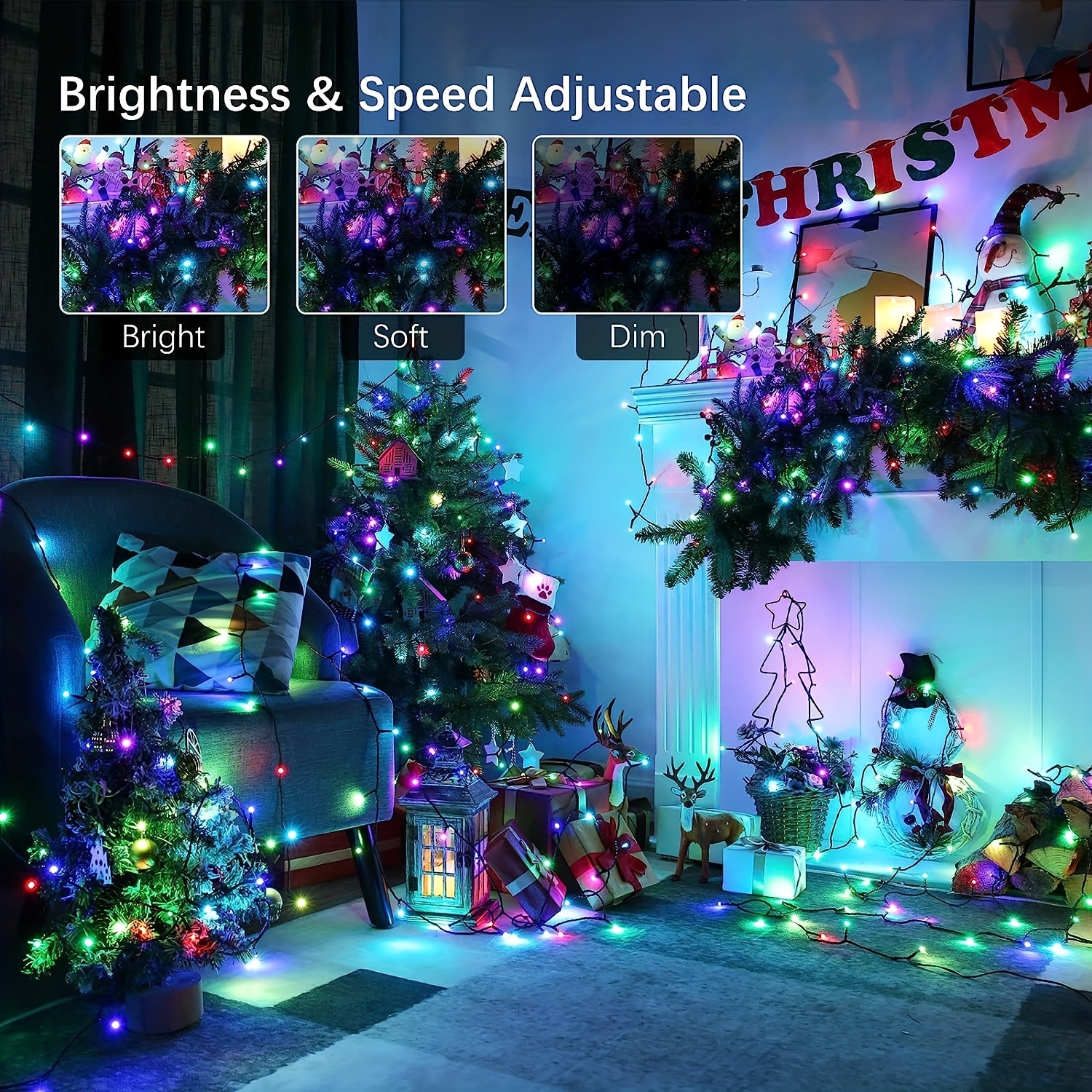 Rgb Color Changing Christmas Lights, 100 Led / 200led Rgb Xmas Tree Lights,  Halloween Lights With Remote Timer Fairy Twinkle Lights, Plug In Light,  Indoor Outdoor Xmas Wedding For Christmas, Home, Garden