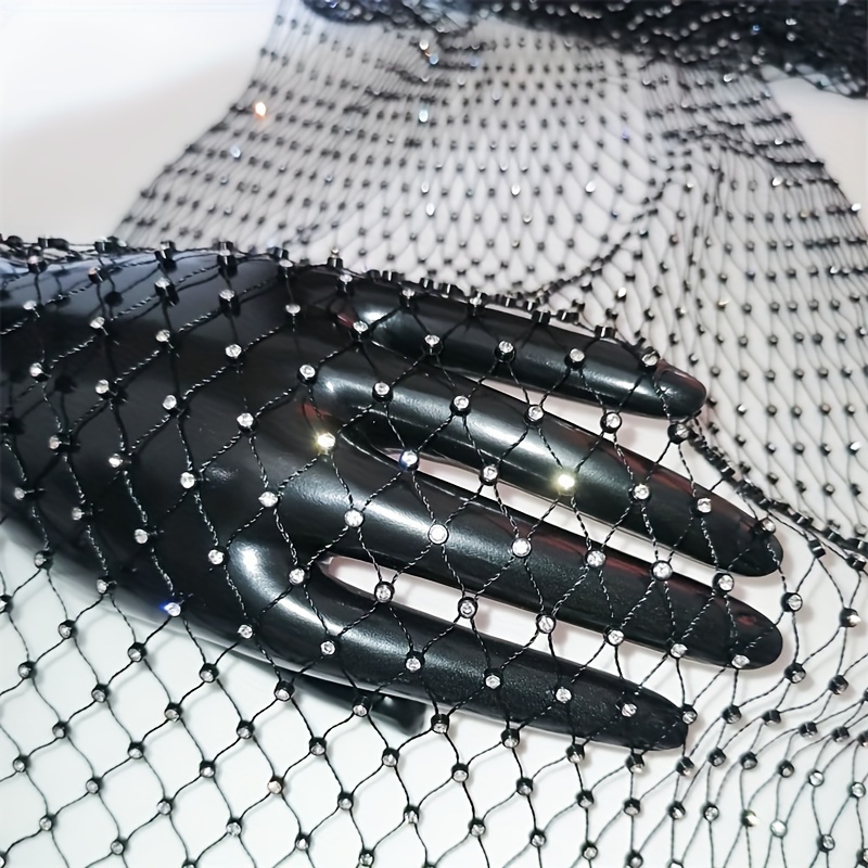 Black Rhinestone Mesh Fishnet Dress