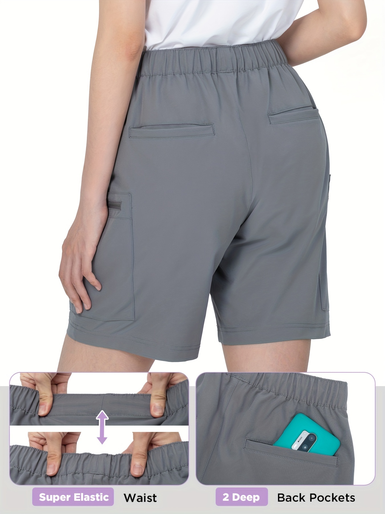 Pantalones cortos para mujer, senderismo, camping, viajes (2024