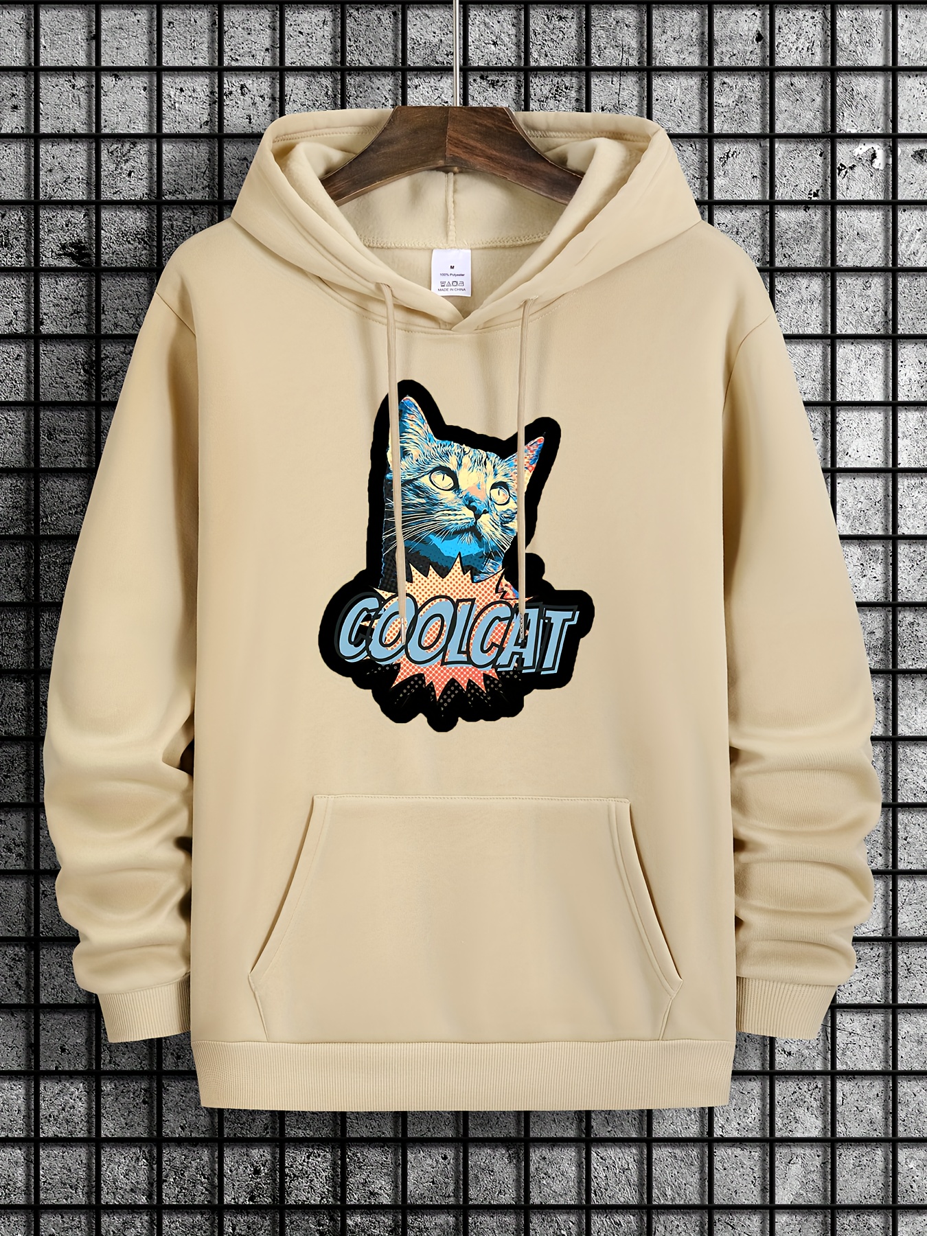 Coolcat Print Hoodie Cool Long Sleeved Clothing Men Men s Temu