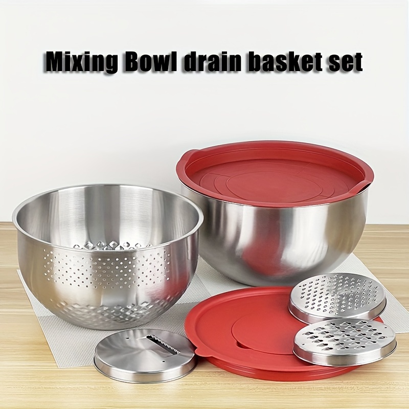 Stainless Steel Mixing Bowls, Salad Mixing Bowl Set, For Food Storage, Meal  Prep, Salad And More, Kitchen Gadgets, Kitchen Accessories - Temu