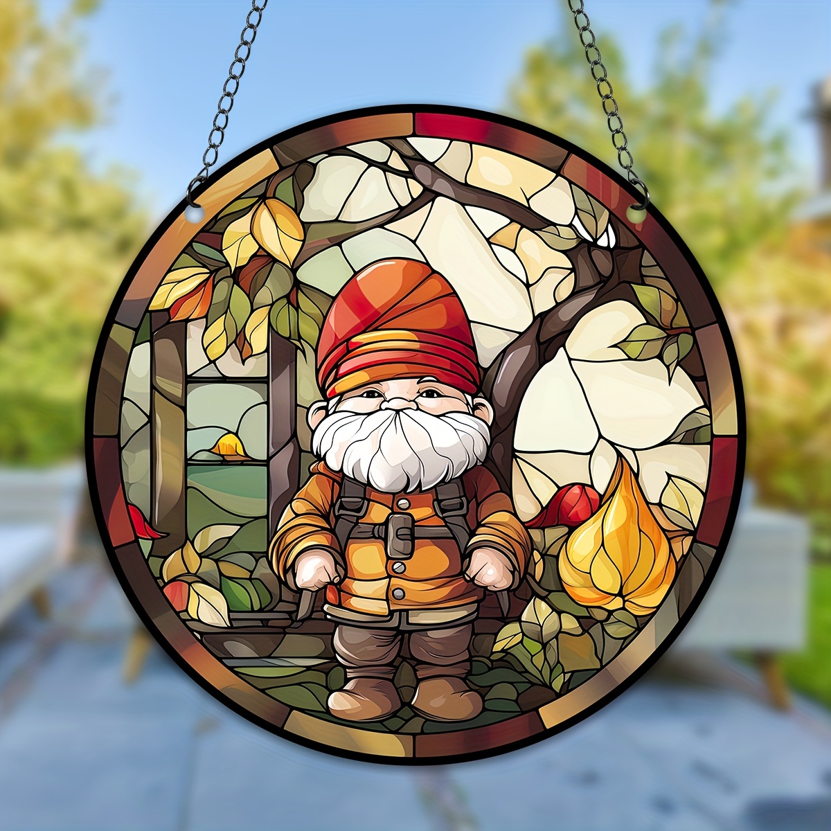 Gnome and House Stained Glass Pattern • Stained Glass Patterns & Suncatchers