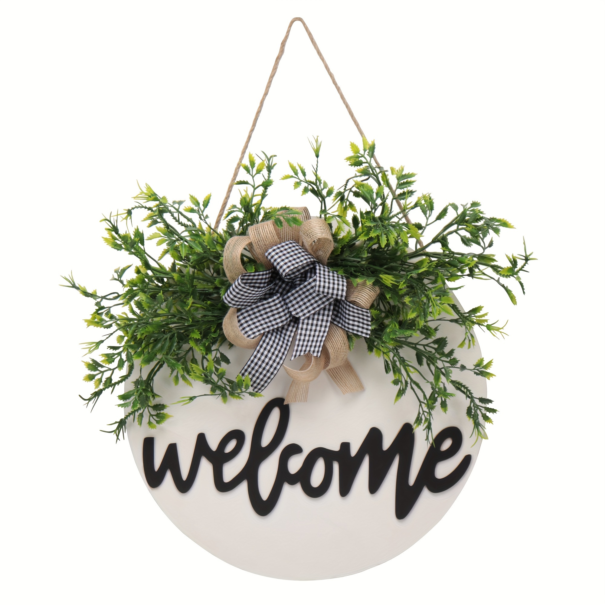 1pc, Welcome Sign For Front Door Round Wood Sign Hanging Welcome Sign For Farmhouse Porch Spring Welcome Sign Front Door Decoration