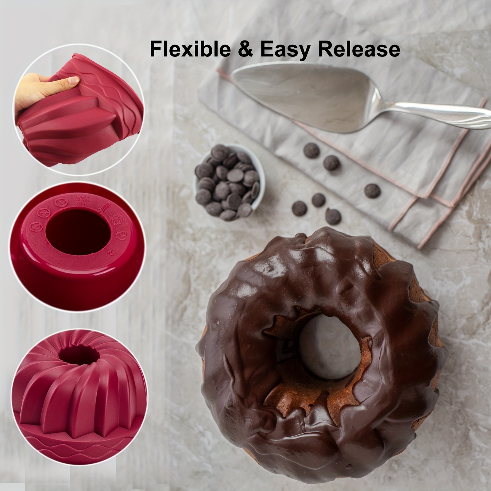 Silicone Regular and Fluted Cake Pan, 8 Inch Flower Cake Mold