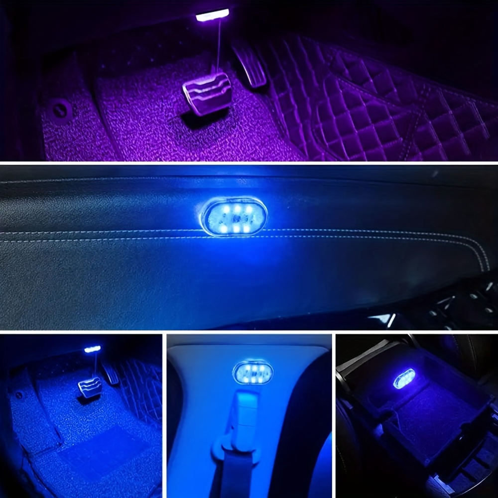 2 luces LED para interiores de automóvil, 7 colores de iluminación  ambiental para interior del automóvil, luz de lectura interior recargable  por USB