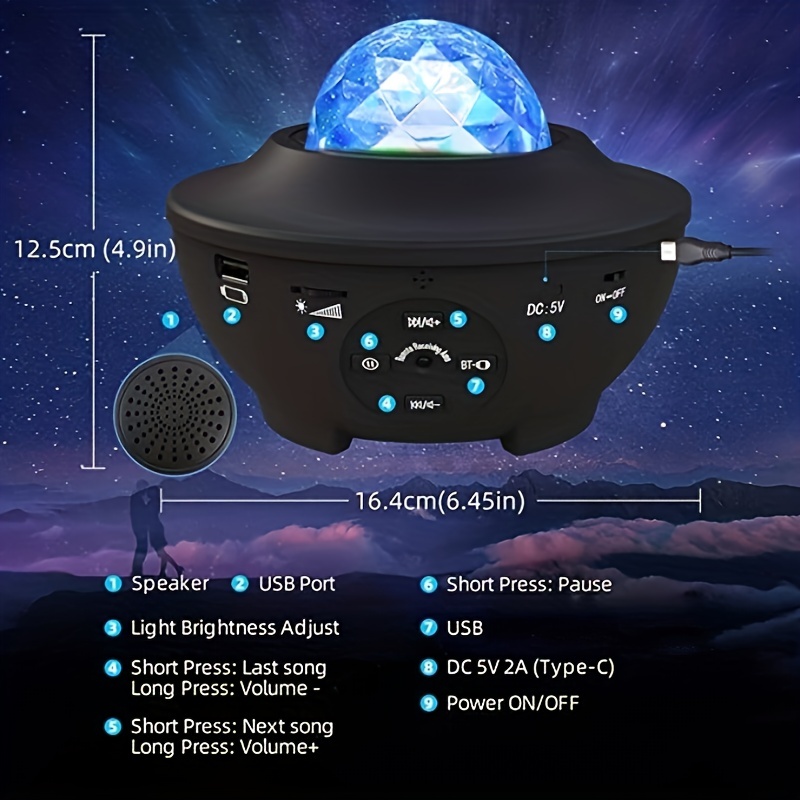 Projector Light, Starry Night Light, Moon Star Nebula Wave Projector With  Touch And Remote Control, Party Light, Bedroom Home Christmas, Halloween,  Thanksgiving Day Gift - Temu