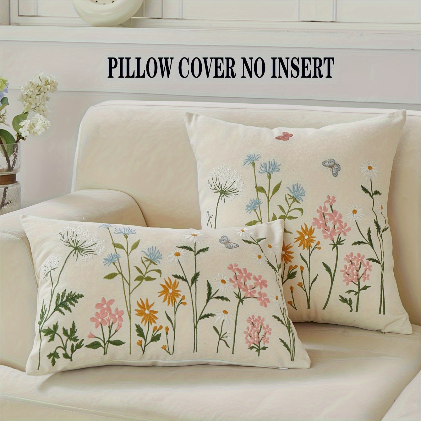 

1pc, Plant Flower Pattern Polyester Cushion Cover, Pillow Cover, Room Decor, Bedroom Decor, Sofa Decor, Collectible Buildings Accessories (cushion Is Not Included)