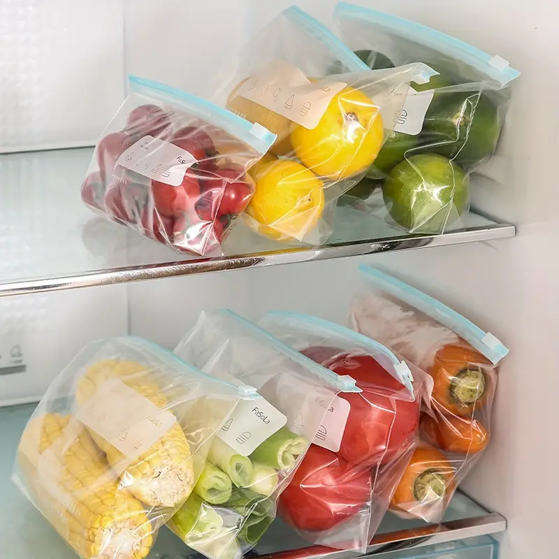 10 15pcs Reusable Food Storage Bags Fresh Keeping Zip Lock Bags Fruit And  Vegetable Freezer Bags Thickened Sealed Bags Refrigerator Sub Packaging  Dense Bags Food Bags Kitchen Supplies - Home & Kitchen - Temu