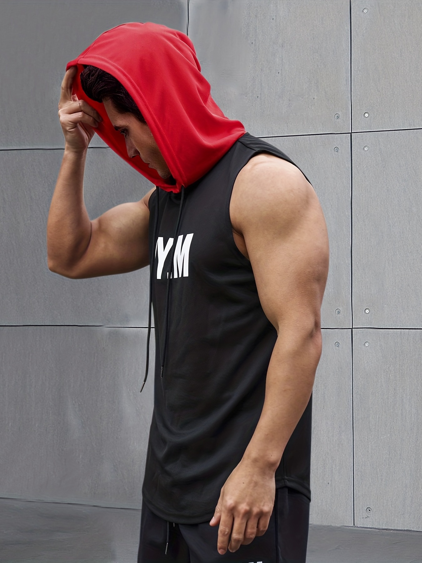 Hooded store gym top