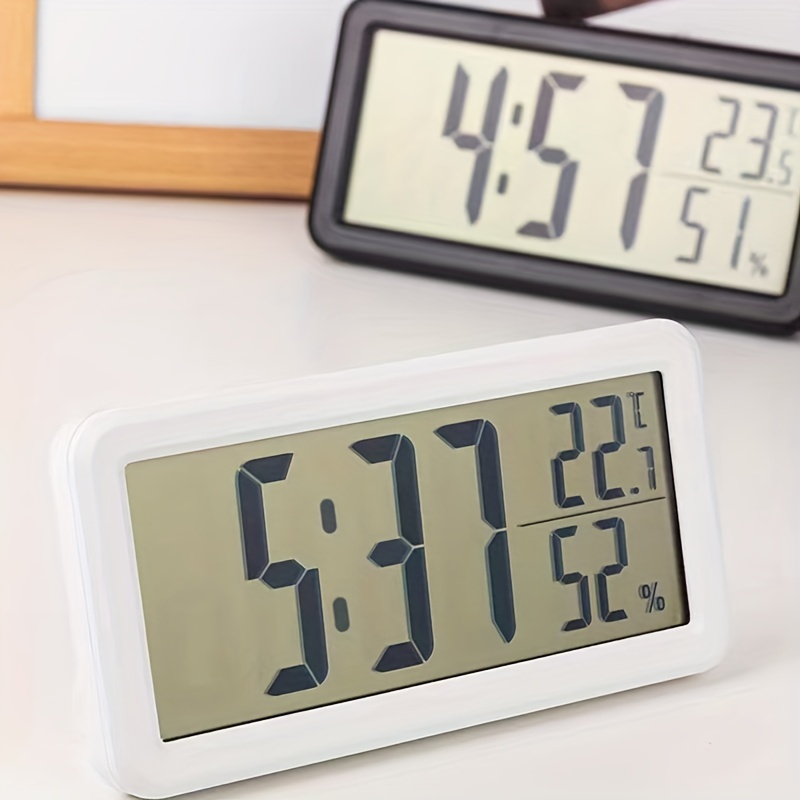 1pc Reloj De Pared Con Forma Rectangular LCD, Gran Pantalla De Calendario Y  Soporte De Mesa Con Funciones De Calendario, Alarma, Semana Y Temperatura