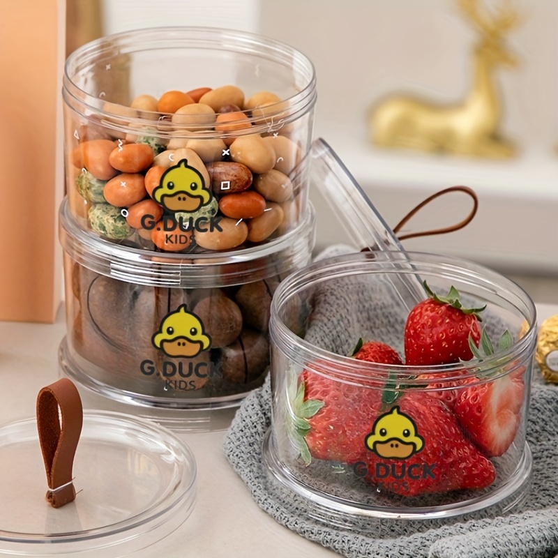 1pc G. DUCK Storage Can, G. DUCK Little Yellow Duck Snack Storage Box,  Plastic Transparent Portable Sealed Can With Lid, Household Dried Fruit Nut  Sto