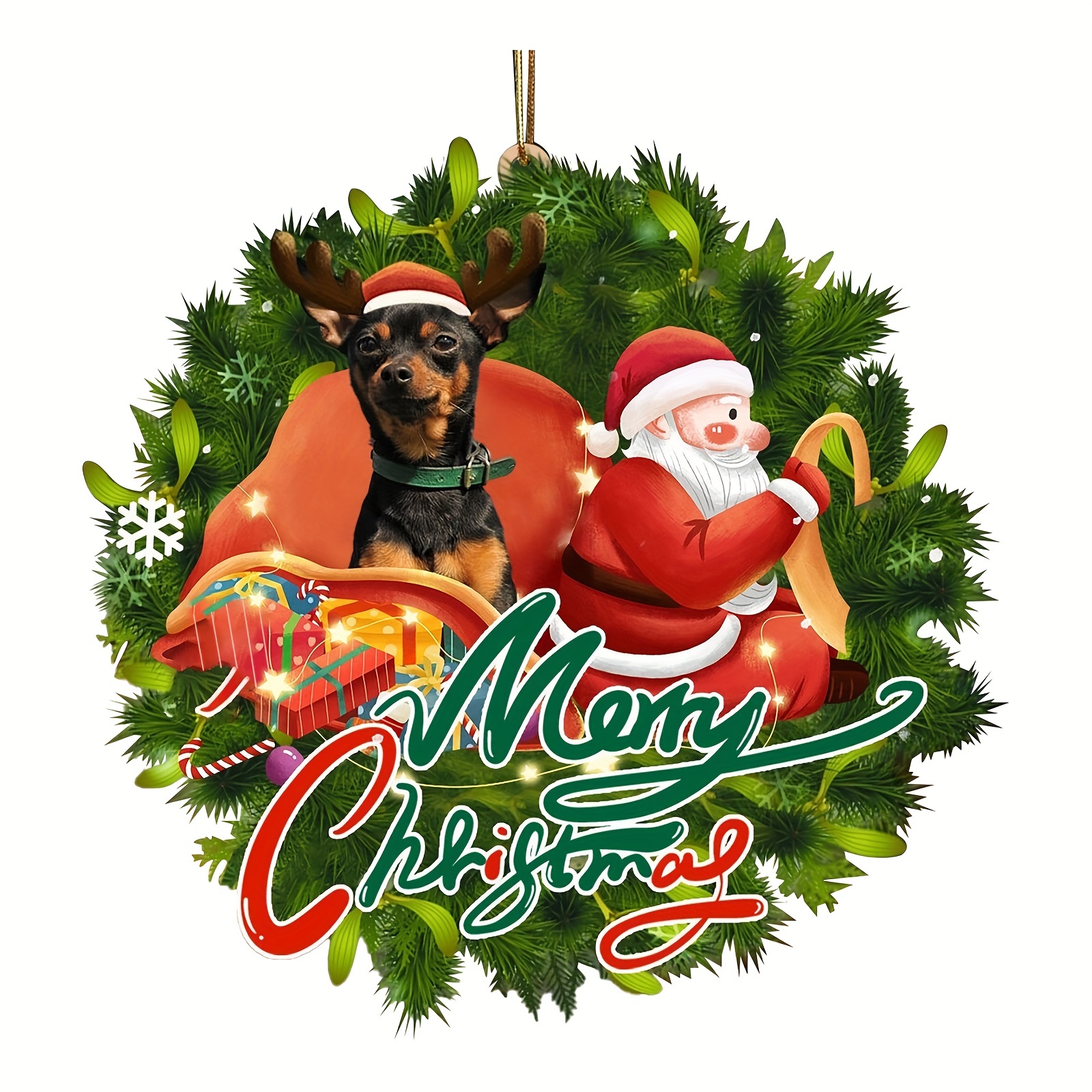 Christmas Wreath Dog Decoration Pendant Christmas - Temu