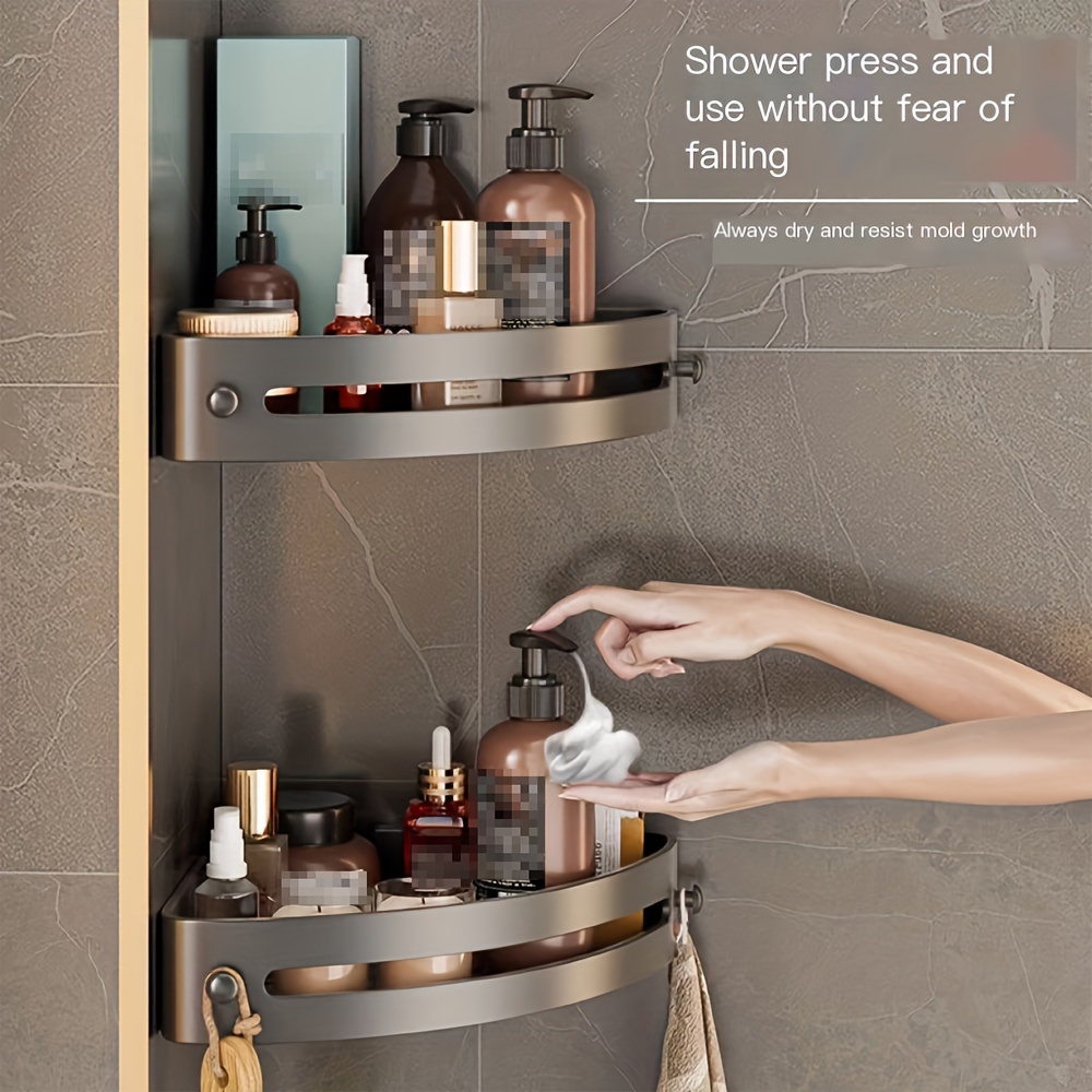 1pc Bathroom Countertop Corner Shelf, Plastic & Foldable, No Drill Wall  Mount, Simple Style Storage Organizer