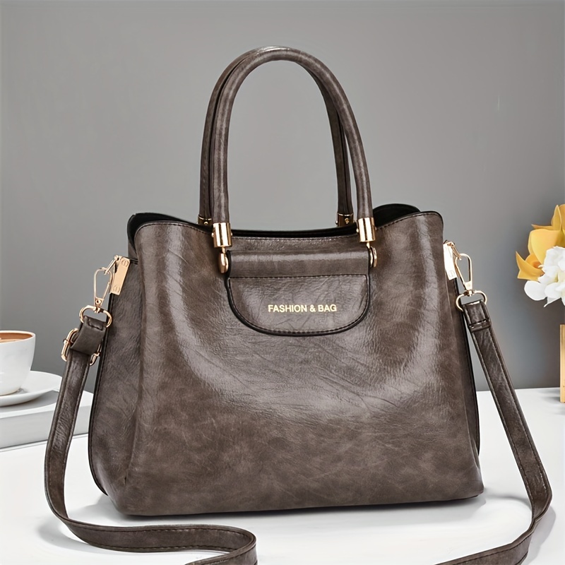 Classic Trendy Tote Bag, Solid Color Elegant Shoulder Bag, All